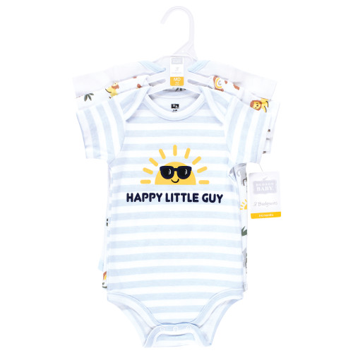 Hudson Baby Cotton Bodysuits 3-Pack, Happy Little Guy