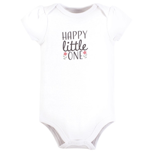 Hudson Baby Cotton Bodysuits 3-Pack, Honey Bunny Flower