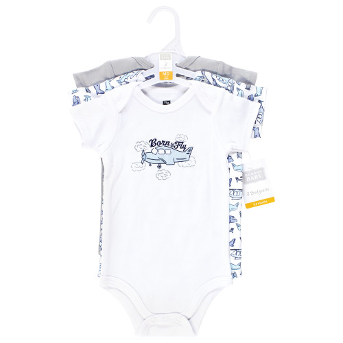Hudson Baby Cotton Bodysuits 3-Pack, Born To Fly