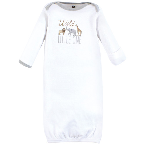 Hudson Baby Gown, Swaddle Blanket and Cap or Headband, Modern Neutral Safari