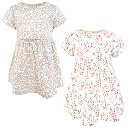 Hudson Baby Cotton Dresses, Pink Taupe Florals