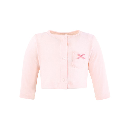 Hudson Baby Cotton Dress and Cardigan Set, Bright Pink Flower Field