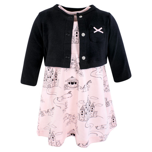 Hudson Baby Cotton Dress and Cardigan Set, Fairytale Princess