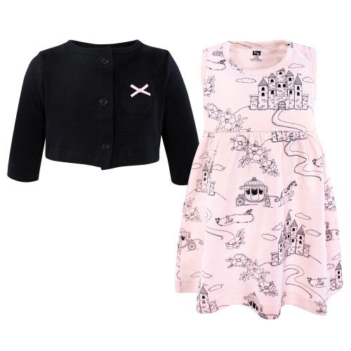 Hudson Baby Cotton Dress and Cardigan Set, Fairytale Princess