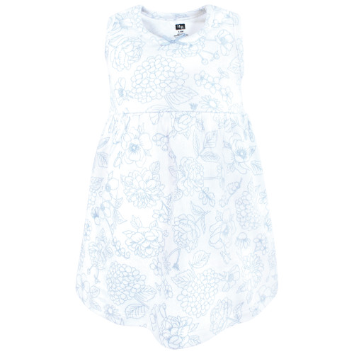 Hudson Baby Cotton Dress and Cardigan Set, Baby Blue Blossom
