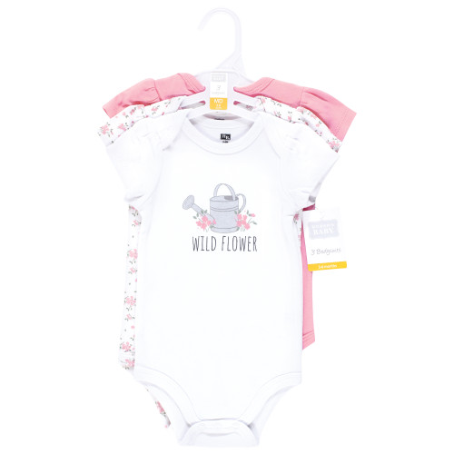 Hudson Baby Cotton Bodysuits 3-Pack, Wild Flower Garden