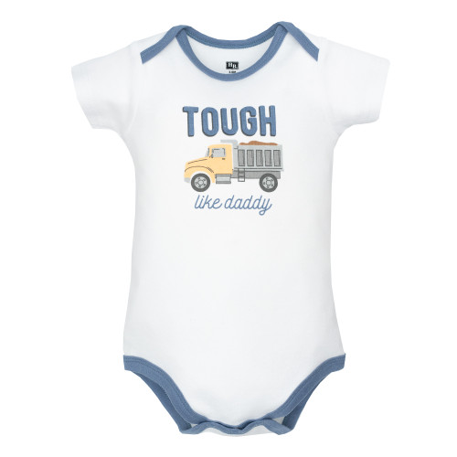 Hudson Baby Cotton Bodysuits 5-Pack, Blue Construction Trucks