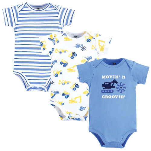 Hudson Baby Cotton Bodysuits 3-Pack, Movin Groovin