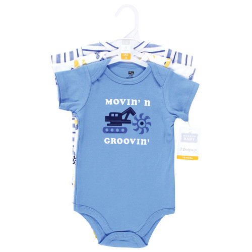 Hudson Baby Cotton Bodysuits 3-Pack, Movin Groovin