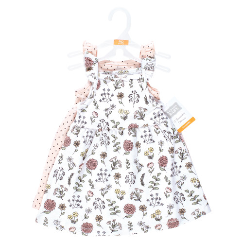 Hudson Baby Cotton Dresses, Pastel Wildflower 1