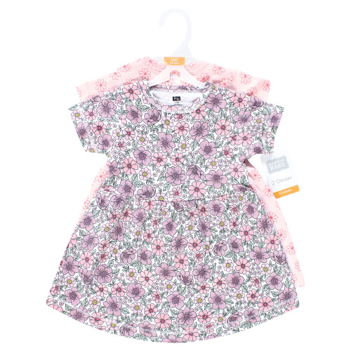 Hudson Baby Cotton Dresses, Pink Purple Pretty Floral