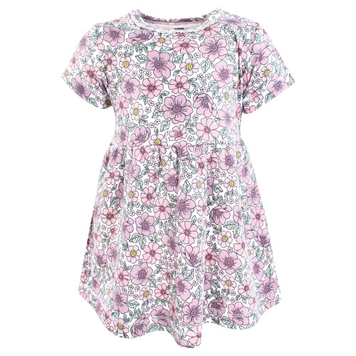 Hudson Baby Cotton Dresses, Pink Purple Pretty Floral