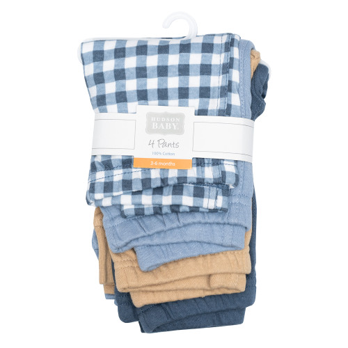 Hudson Baby Cotton Pants and Leggings, Blue Gingham