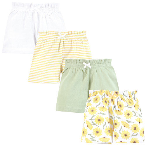 Hudson Baby Shorts Bottoms 4-Pack, Yellow Daisy