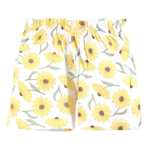 Hudson Baby Shorts Bottoms 4-Pack, Yellow Daisy