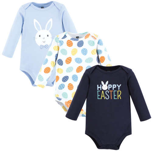 Hudson Baby Cotton Long-Sleeve Bodysuits 3-Pack, Hoppy Easter