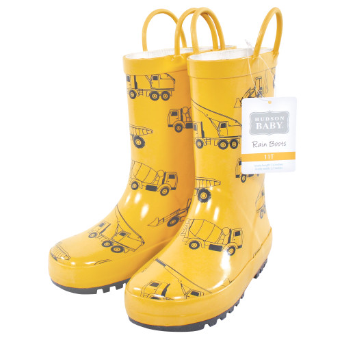 Hudson Baby Rain Boots, Yellow Construction