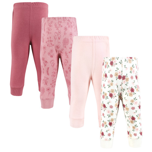 Hudson Baby Cotton Pants and Leggings, Mauve Floral Love
