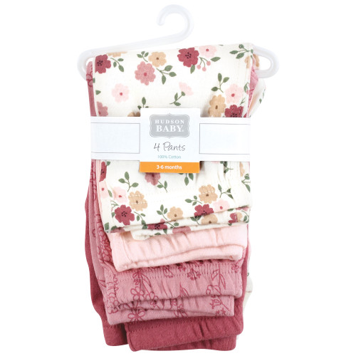 Hudson Baby Cotton Pants and Leggings, Mauve Floral Love