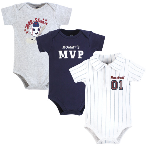 Hudson Baby Cotton Bodysuits 3-Pack, All Star Polo
