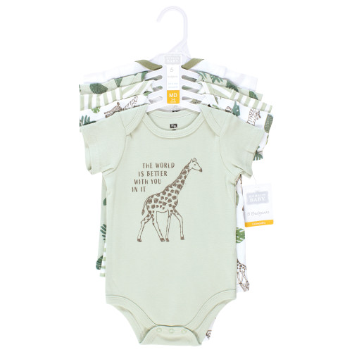 Hudson Baby Cotton Bodysuits 5-Pack, Green Jungle