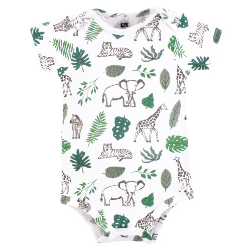 Hudson Baby Cotton Bodysuits 5-Pack, Green Jungle