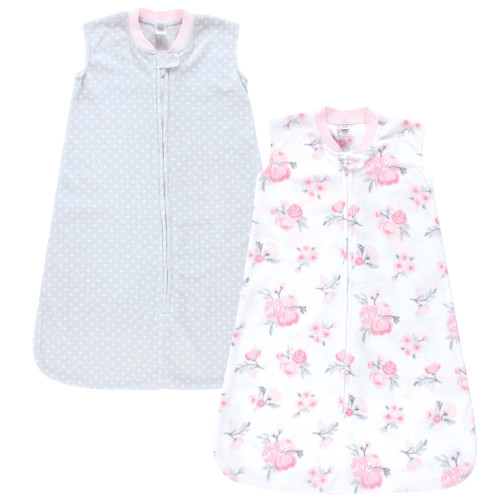 Hudson Baby Plush Sleeping Bag, Sack, Blanket 2pk, Basic Pink Floral