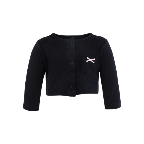 Hudson Baby Cotton Dress and Cardigan Set, Pink Black Heart