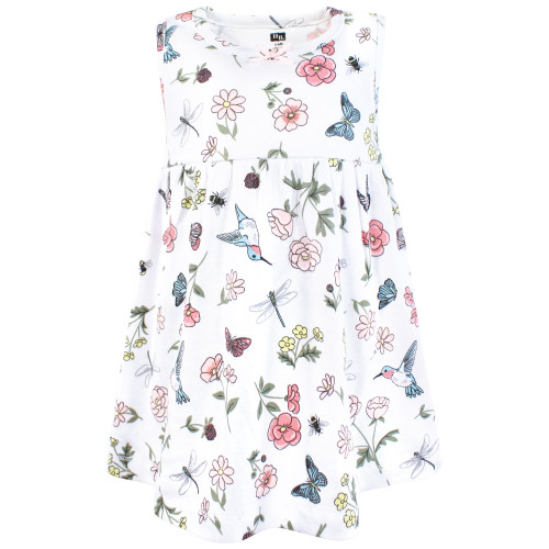 Hudson Baby Cotton Dress and Cardigan Set, Hummingbird Garden