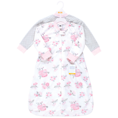 Hudson Baby Long-Sleeve Fleece Sleeping Bag, Basic Pink Floral
