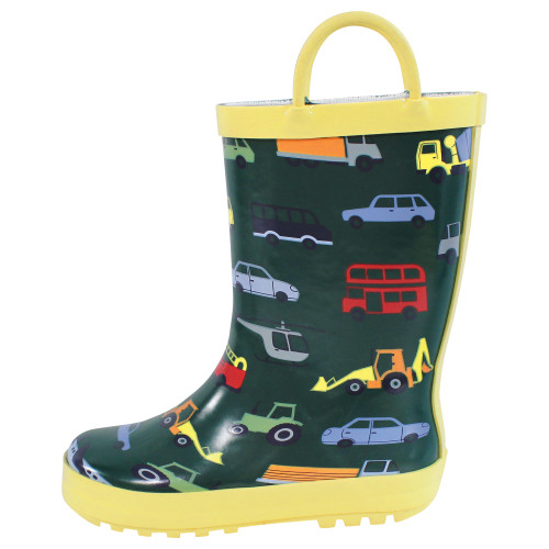 Hudson Baby Rain Boots, Colorful Transportation