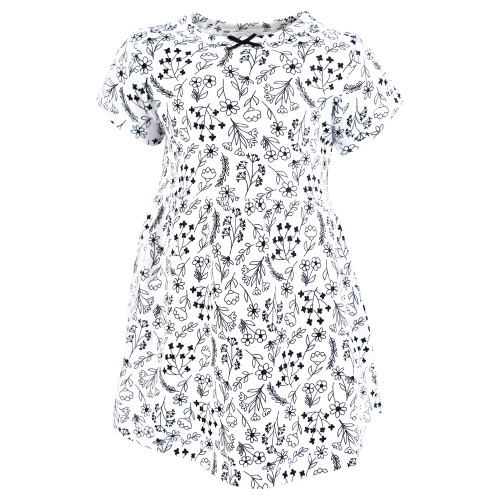 Hudson Baby Cotton Dresses, Black White Flowers