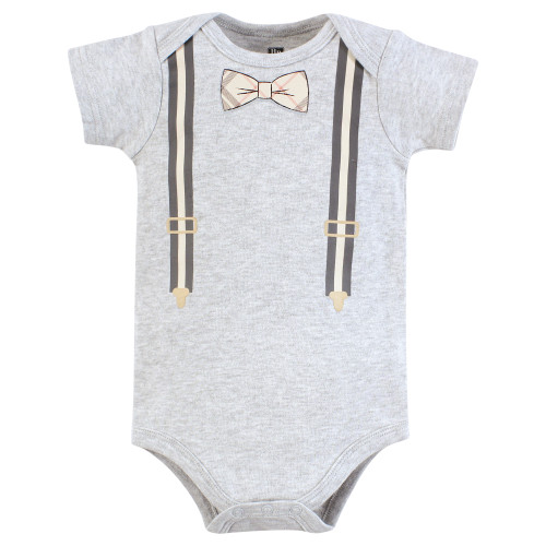 Hudson Baby Cotton Bodysuits 5-Pack, Plaid Bow Tie