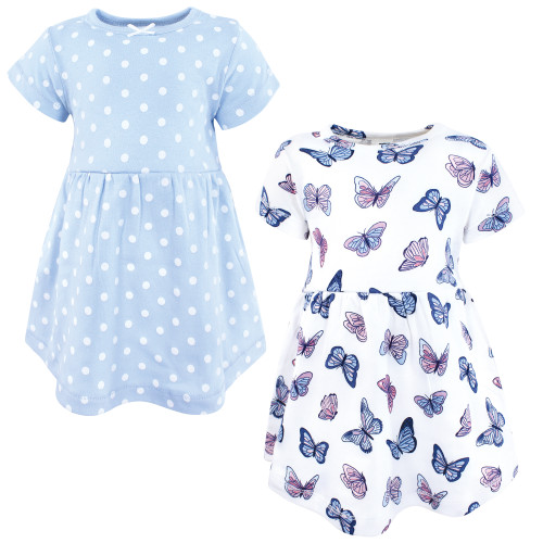 Hudson Baby Cotton Dresses, Blue Butterflies