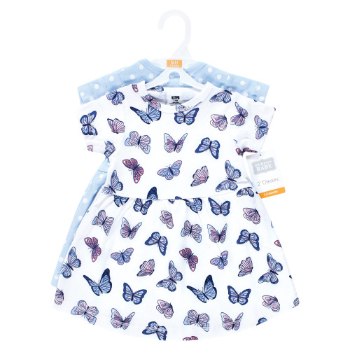 Hudson Baby Cotton Dresses, Blue Butterflies