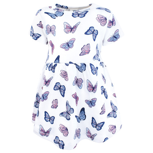 Hudson Baby Cotton Dresses, Blue Butterflies