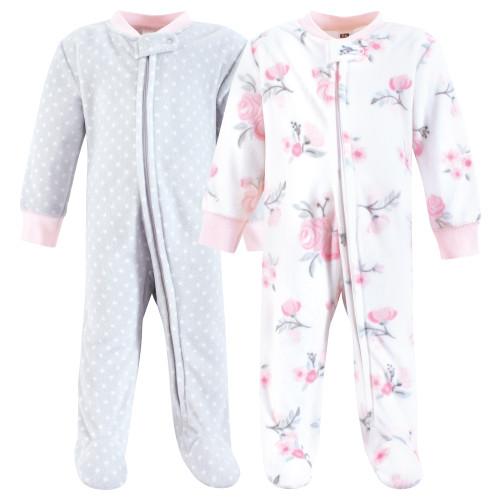 Hudson Baby Fleece Sleep and Play, Basic Pink Floral