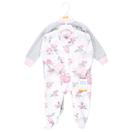 Hudson Baby Fleece Sleep and Play, Basic Pink Floral