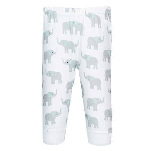 Hudson Baby Cotton Pants and Leggings, Gray Mint Elephant