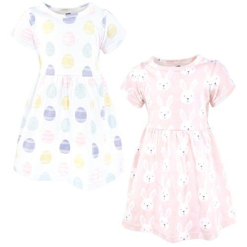 Hudson Baby Cotton Dresses, Easter Bunny Pink