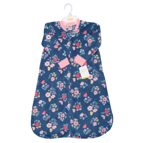 Hudson Baby Long-Sleeve Fleece Sleeping Bag, Blue Butterfly Floral
