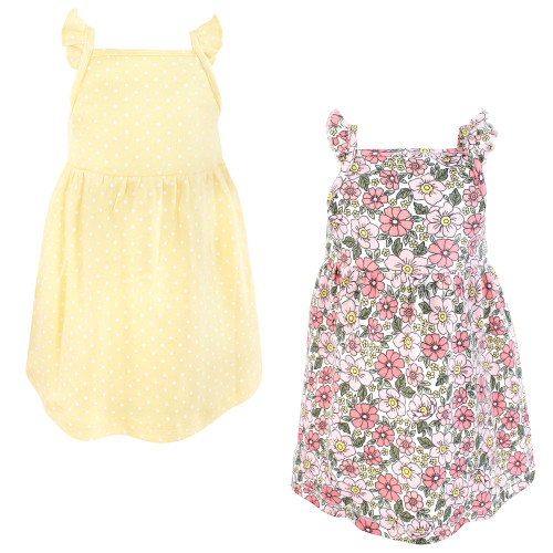 Hudson Baby Cotton Dresses, Pink Yellow Pretty Floral