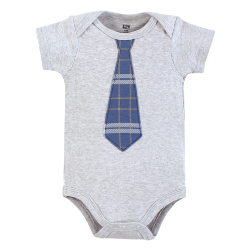 Hudson Baby Cotton Bodysuits 5-Pack, Plaid Necktie