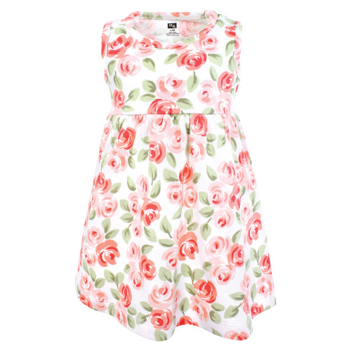 Hudson Baby Cotton Dress and Cardigan Set, Coral Floral