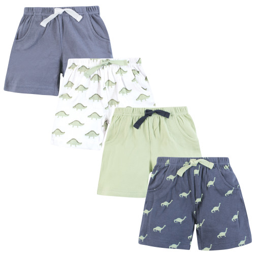 Hudson Baby Shorts Bottoms 4-Pack, Mighty Cute Dino