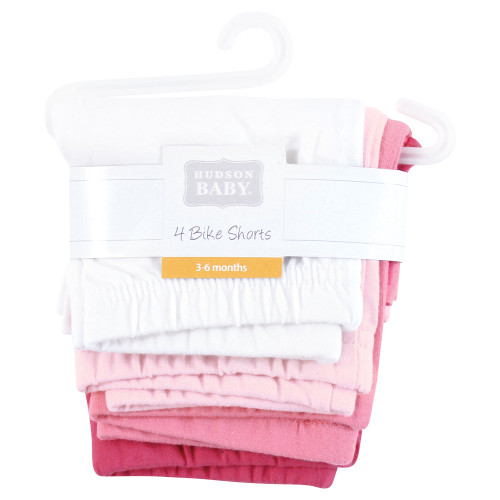 Hudson Baby Shorts Bottoms 4-Pack, White Pink