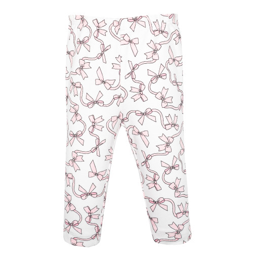 Hudson Baby Cotton Pants and Leggings, Black Toile Pink Bows