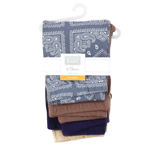 Hudson Baby Cotton Pants and Leggings, Blue Bandana