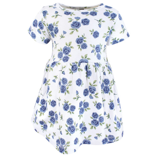 Hudson Baby Cotton Dresses, Pink And Blue Roses