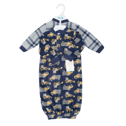 Hudson Baby Fleece Gowns, Construction Trucks